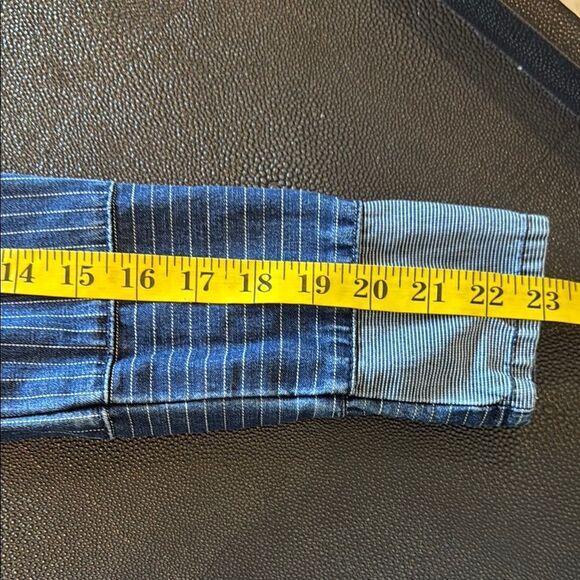 Armani Exchange Blue Denim Jacket with Pinstripe Pattern size XS - Picture 13 of 14